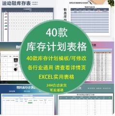 库存计划excel表格库存管理库存盘点出入库管理公司工厂物料采购