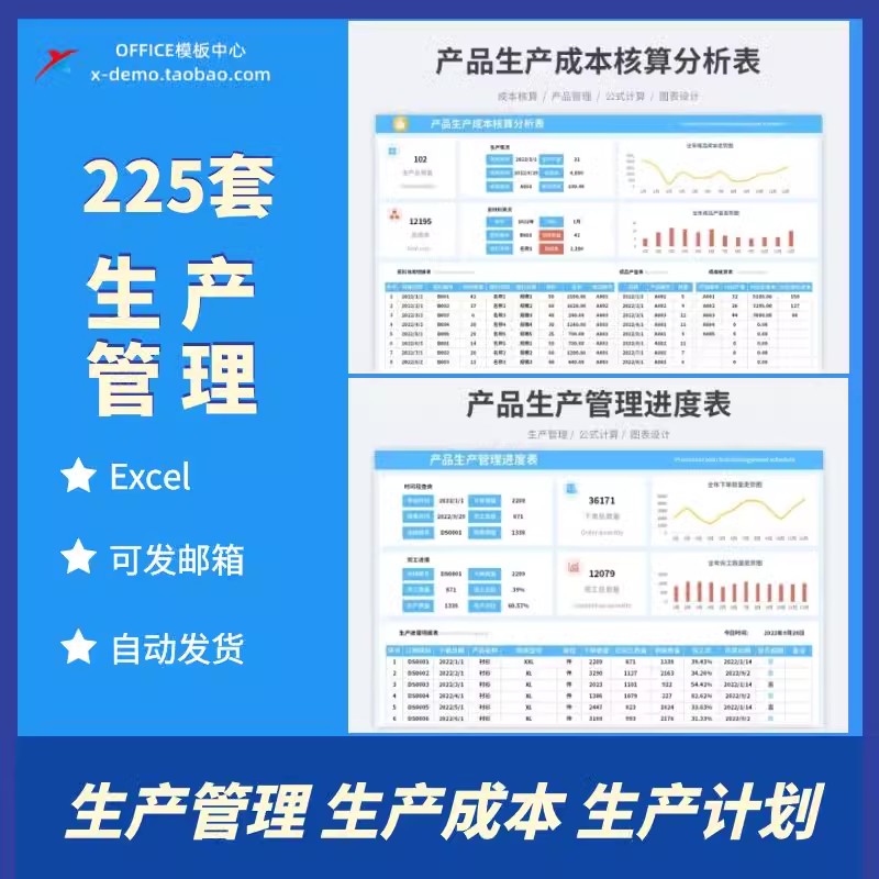 pmc生产计划自动排产表车间订单生产管理成本分析表进度可视化