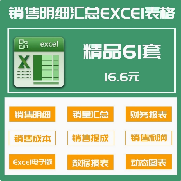 61套销售登记明细统计汇总Excel表格销售提成利润