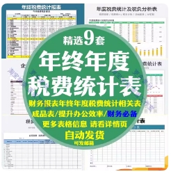 财务报表年终年度税费统计表企业管理纳税应交负分析终奖预算明细