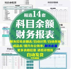 财务报表科目余额表会计客户应收收入支出纳统计资金excel模板